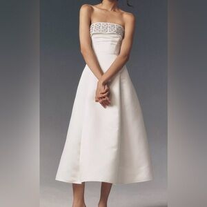 Anthropologie BHLDN Foldover Rhinestone Strapless Midi Dress size 14